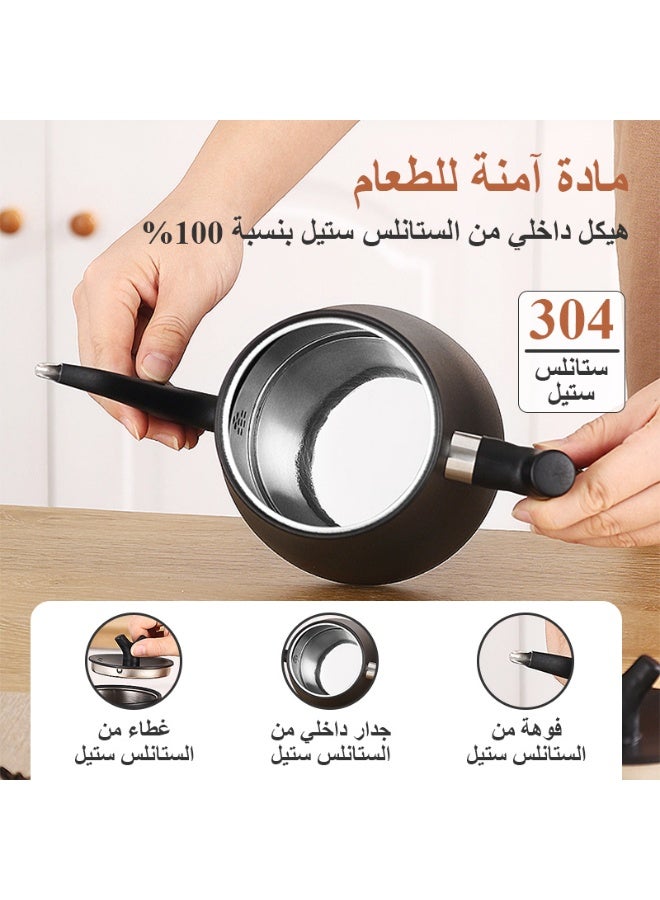 فلوكسهوم غلاية برقبة إوزة سعة 1 لتر V60 لتحضير القهوة بطريقة الصب اليدوي، غلاية ماء ساخن مع ضبط درجة الحرارة بواسطة مقبض وعرض رقمي، عزل حراري تلقائي، مصنوعة من الستانلس ستيل، قدرة 1000 واط، مناسبة للمنزل والمكتب (أسود) - Image 4